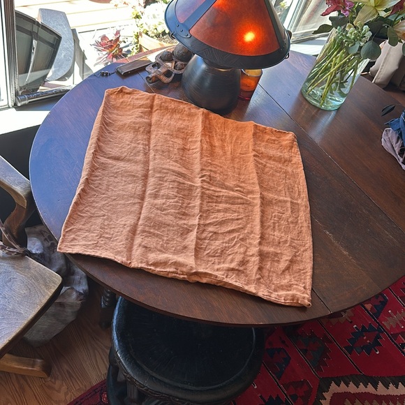 Cultiver Linen Euro Sham/ Pillowcase in gorgeous rich Cedar color. Envelope back - Picture 5 of 16